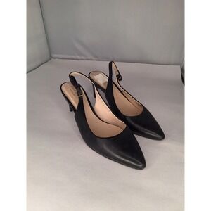 Cole Haan Womens Black Leather Pointed Toe Slingback Heels Size 7M